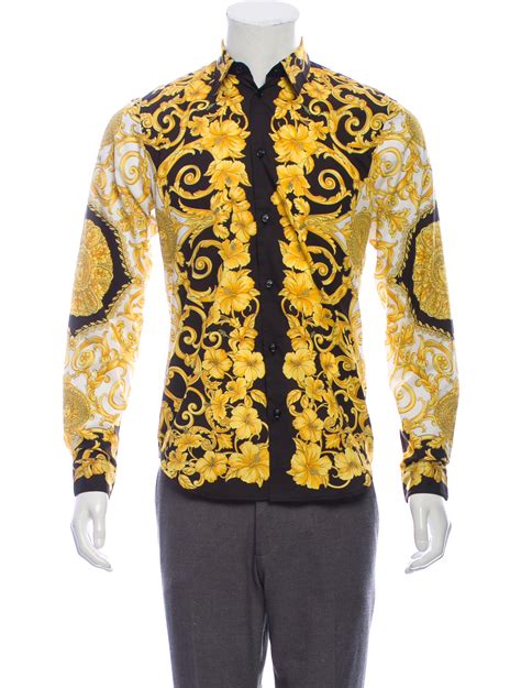 versace gold dress shirts|versace button up shirt.